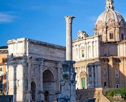 Septimius Severus Arch • milano24ore® The Septimius Severus Arch, consisting of three archways and still almost completely preserved today, forms the end of the forum on its west side