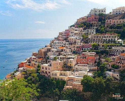 The houses of Positano nestle tightly against the steep coast • m24o The houses of Positano nestle tightly against the steep coast