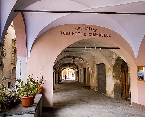 Arcades in Biella, Piedmont, Italy
