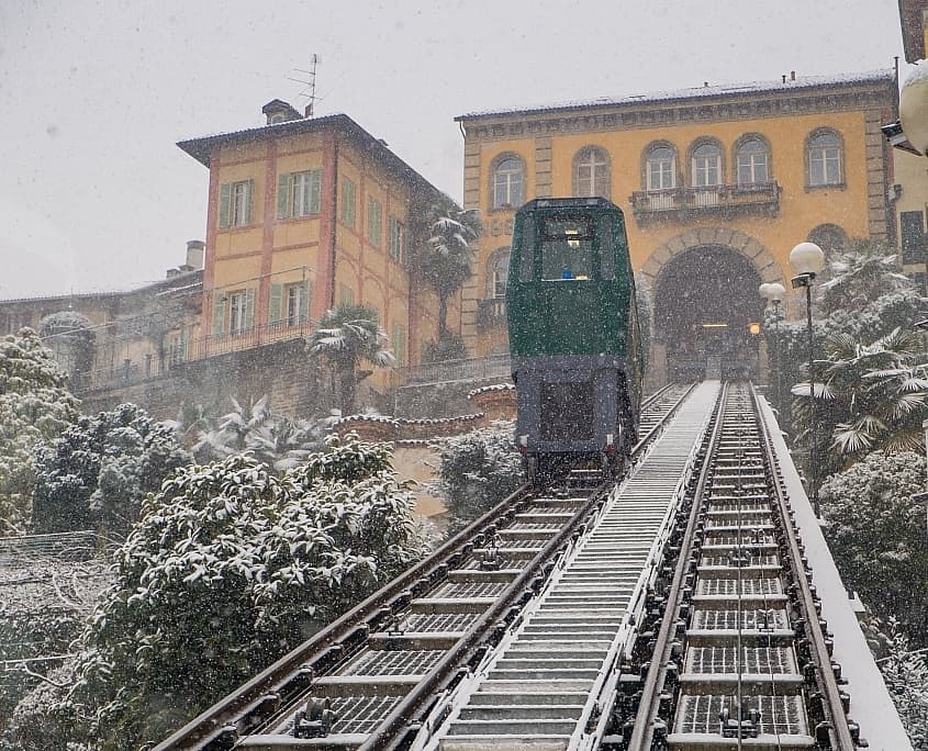 Cable Car going up to Biella Old Town in Piedmont