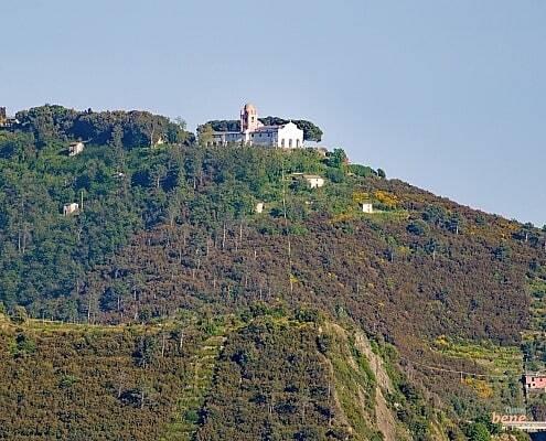 Sanctuary Nostra Signora di Montenero in the Cinque Terre in the hills over Riomaggiore