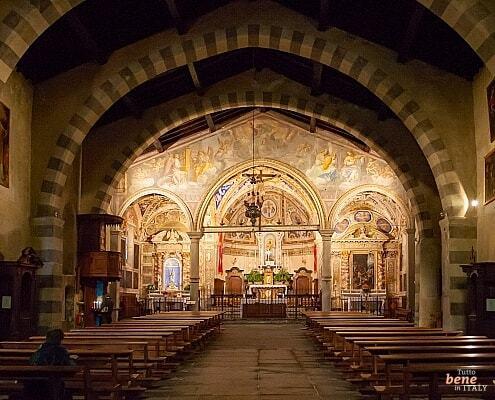 Hiking at the Lake Como to the Church of San Giovanni Battista in Torno, Lombardy