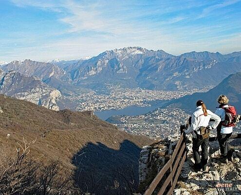 View from the Malascarpa to Lecco at the Lake Como • m24o Hiking at the Lake Como to the Malascarpa Rock in Lombardy