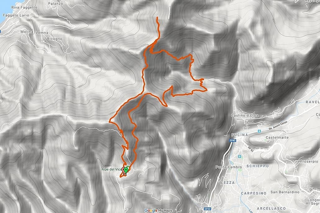 Hiking map Como Lake Circular hike Monte Bolettone Monte Palanzone