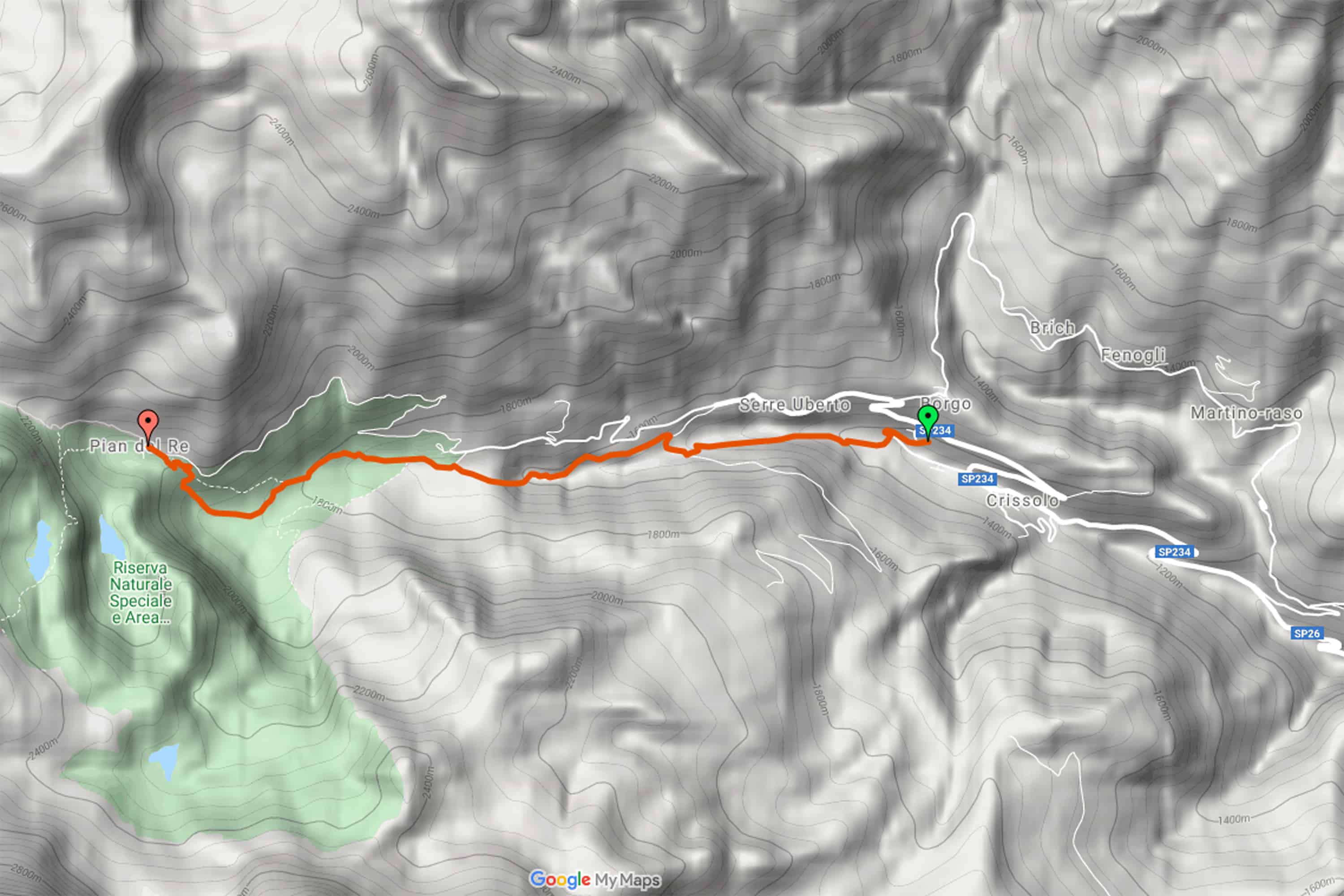 Quelle des Po Piemont Wanderkarte Po-Quelle