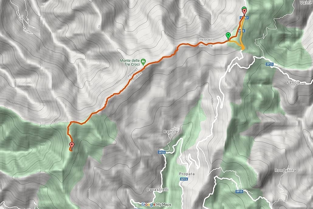 Wanderkarte Monte Antola Wanderkarte Monte Antola zwischen Piemont und Ligurien