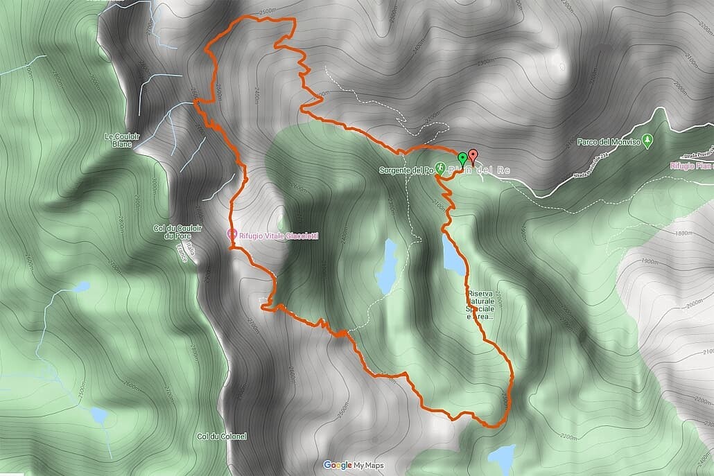 Wanderkarte Piemont, Wanderung Pian del Re zum Rifugio Giacoletti