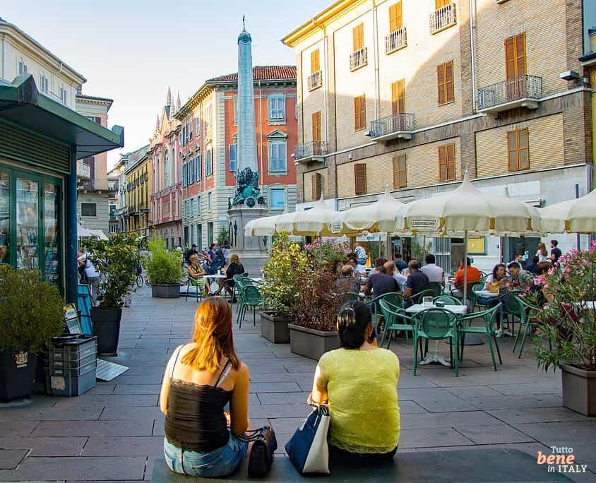 Alessandria historic city center with Piazzetta della Lega Lombarda, Piedmont in Italy