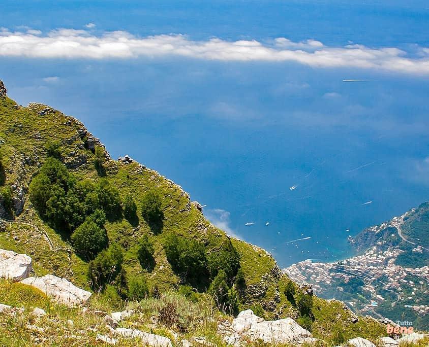 Breathtaking views over the Amalfi coast high above Positano
