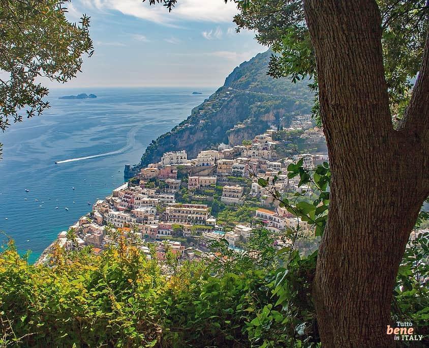 Above Positano, the Amalfitana, a narrow winding road, cuts into the mountain