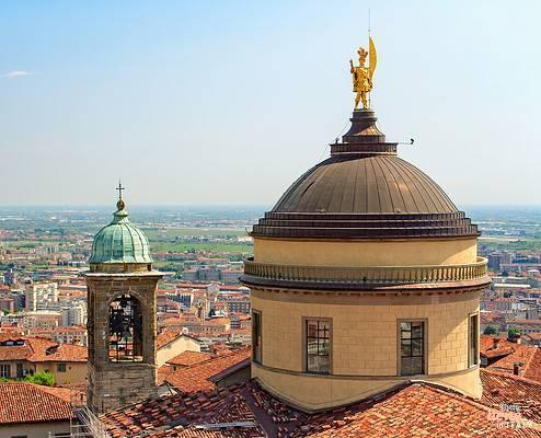 Cathedral of Bergamo with the Golden Saint Alexander on the Dome • m24o Cathedral of Bergamo with the Golden Saint Alexander on the Dome