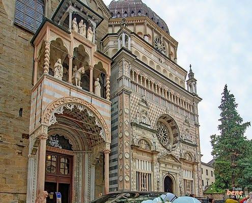 Entrance gate to the Santa Maria Maggiore Basilica and on the right the Colleoni Chapel