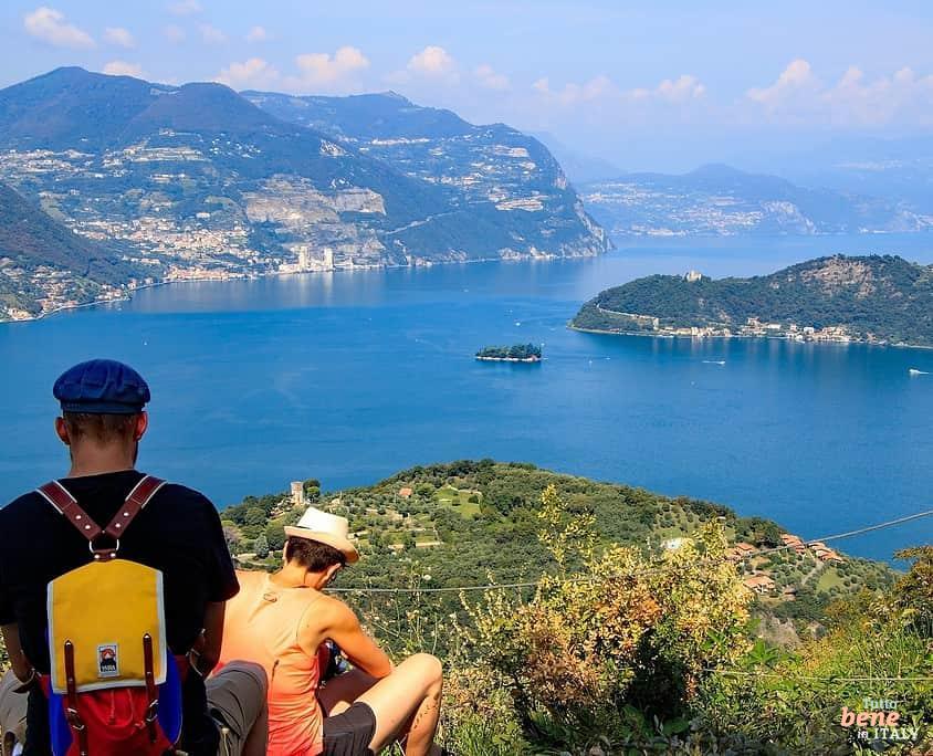 Panoramic view of Iseo Lake in Lombardy, Italy