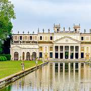 Villa Pisani Stra Palladio Architecture Veneto • Luca Lorenzelli - stock.adobe.com The grand facade of Villa Pisani in Stra, showcasing the magnificent villa architecture of the Veneto region.