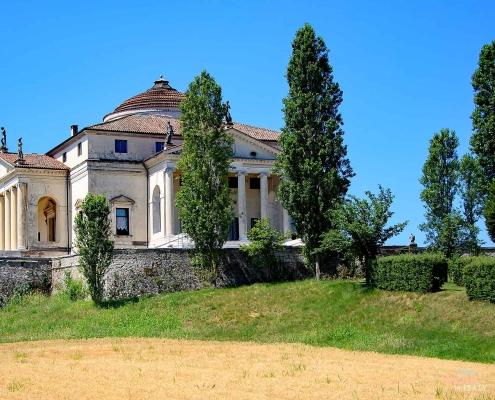 Palladio's Villa La Rotonda in Vicenza, the most iconic example of symmetrical Renaissance villa architecture.