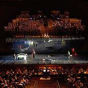 The world-famous La Traviata production at the Sferisterio Macerata with the huge mirrored stage set by Josef Svoboda.