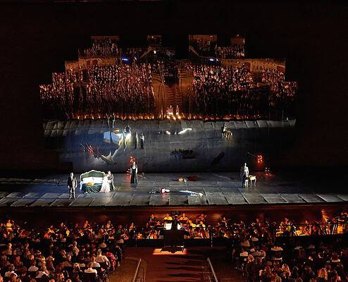The world-famous La Traviata production at the Sferisterio Macerata with the huge mirrored stage set by Josef Svoboda.