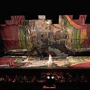 Widescreen shot of the mirror reflections at the Macerata Opera Festival; Josef Svoboda's iconic design for Verdi's La Traviata.