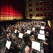 View into the orchestra pit of the Teatro alla Scala in Milan during a performance; Photo © Brescia-Amisano.