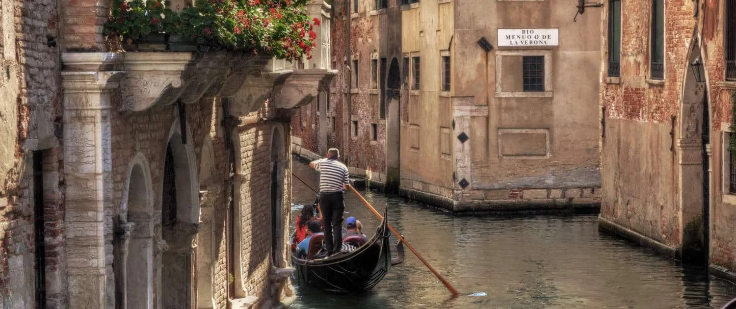 Venice, Italy. Gondola on a romantic canal