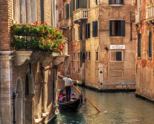 Venice, Italy. Gondola on a romantic canal