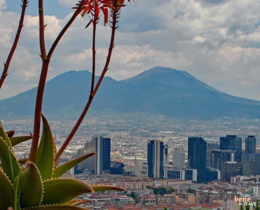 Panoramic view of Naples with Vesuvius from Posillipo hill