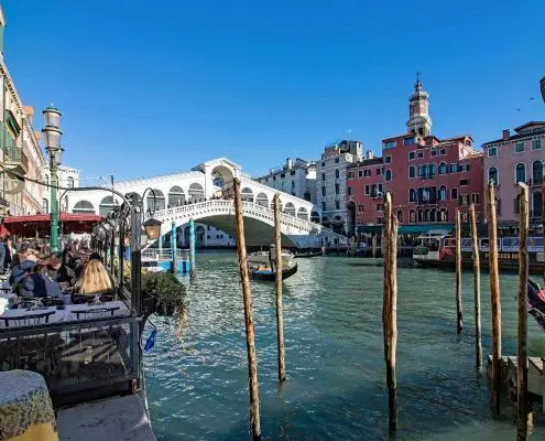 The Rialto Bridge at the Canal Grande in Venice, Italy