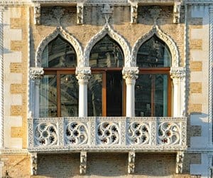 Detail of the facade at a palace in Venice