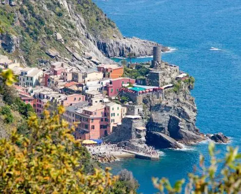Vernazza in the Cinque Terre view from the hiking path