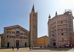 Duomo Square in Parma with Cathedral, Baptisterium and Tower
