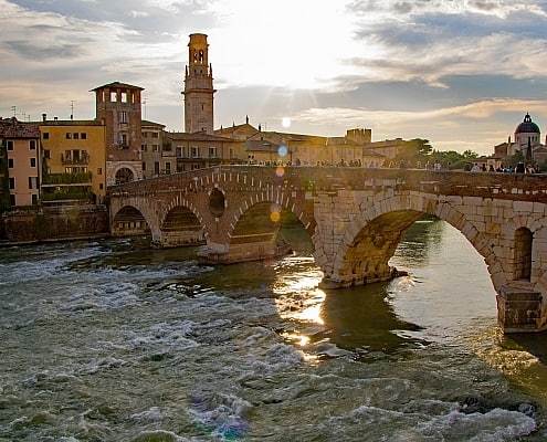Historic bridge over the river Adige