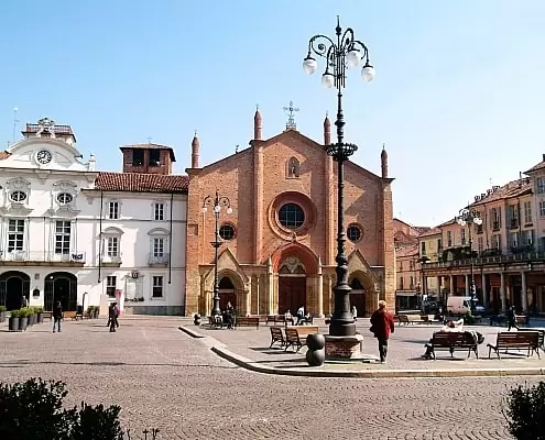 Asti, Piedmont, Italy St. Secondo square with the city hall and church of St.Secondo