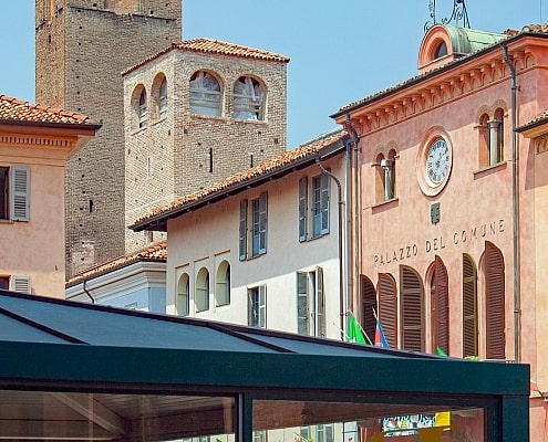 The Alba City Hall Palazzo Comunale is in the historic center of the city in Piazza Risorgimento.