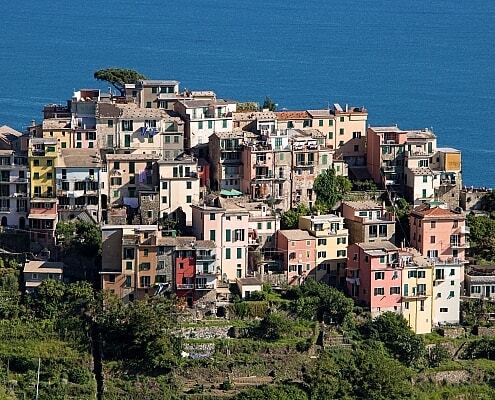 Corniglia village in the Cinque Terre at the Ligurian Coast in Italy
