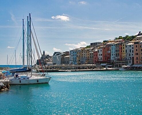 Portovenere at the Gulf of the Poet at the Ligurian Coast in Italy