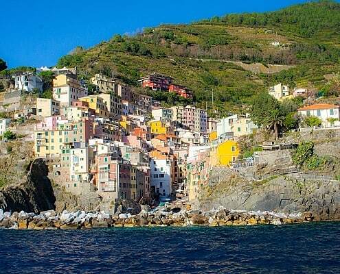 Riomaggiore is the southern of the five villages in the Cinque Terre on the Ligurian coast in Italy