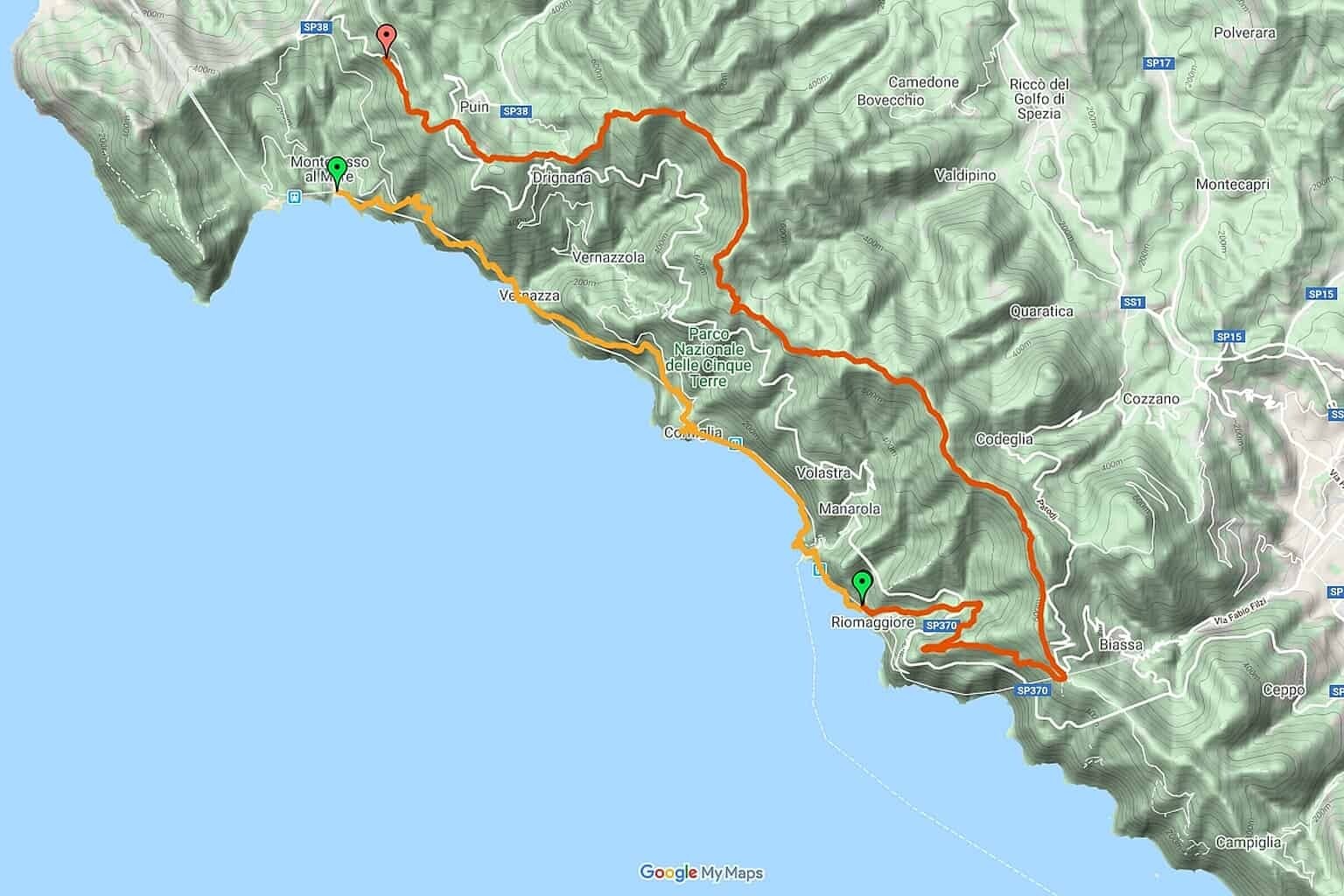 map cinque terre hiking trails