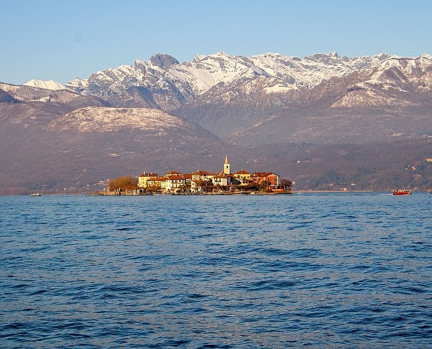 Isola dei Pescatori is the largest island in the Borromean Islands in Lake Maggiore in northern Italy