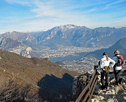 Hiking at the Lake Como to the Malascarpa Rock in Lombardy