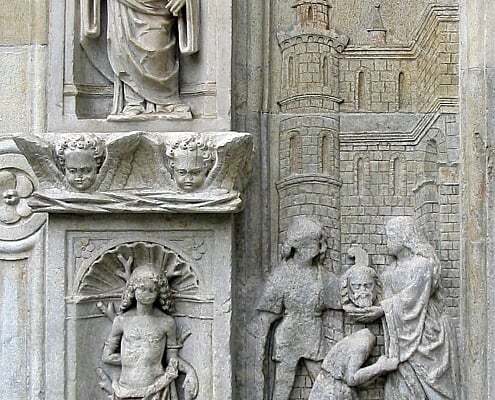 Relief at the church of San Giovanni Battista in Torno at the Lake Como in Italy