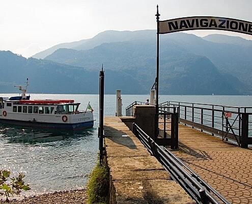 Pier for boat trips on Lake Como, Abbadia Lariana