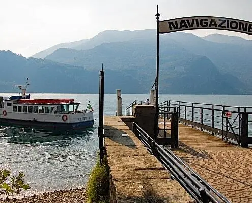Pier for boat trips on Lake Como, Abbadia Lariana
