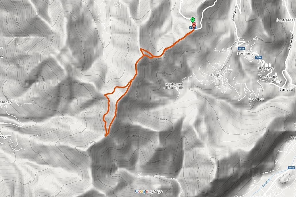 Lombardy hiking map Sormano - Palanzone