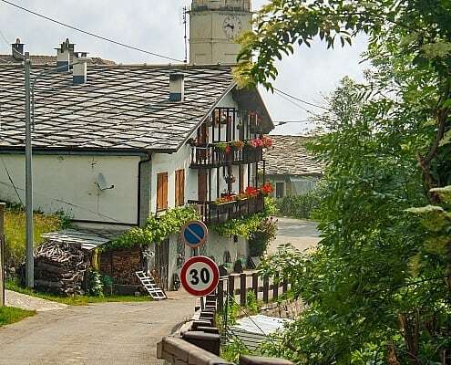 Piedmont, the village Oncino for hiking to the Monviso