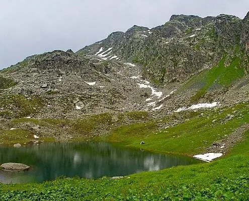 Galcial lake at the Monviso in Piedmont Italy