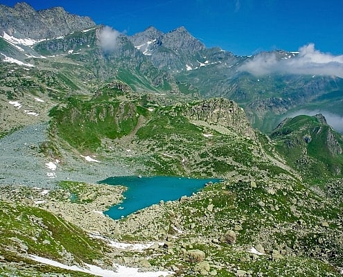Glacial lakes on Monviso provide the water for the sources of the Po