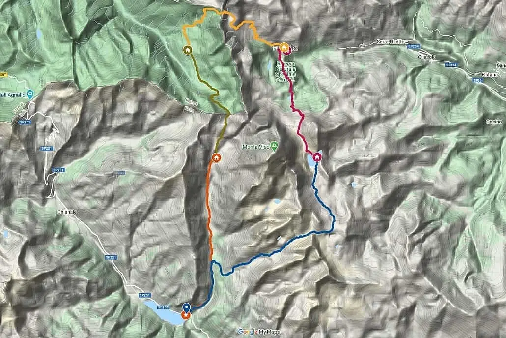 Piedmont map Hiking Giro del Monviso in five days