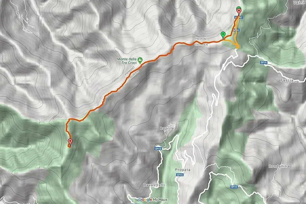 Wanderkarte Monte Antola zwischen Piemont und Ligurien