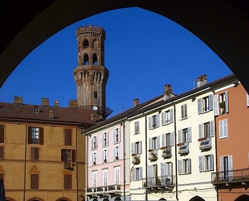 Vercelli Piazza Cavour and Torre Piedmont Italy