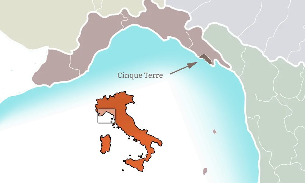 Karte Cinque Terre, Italien